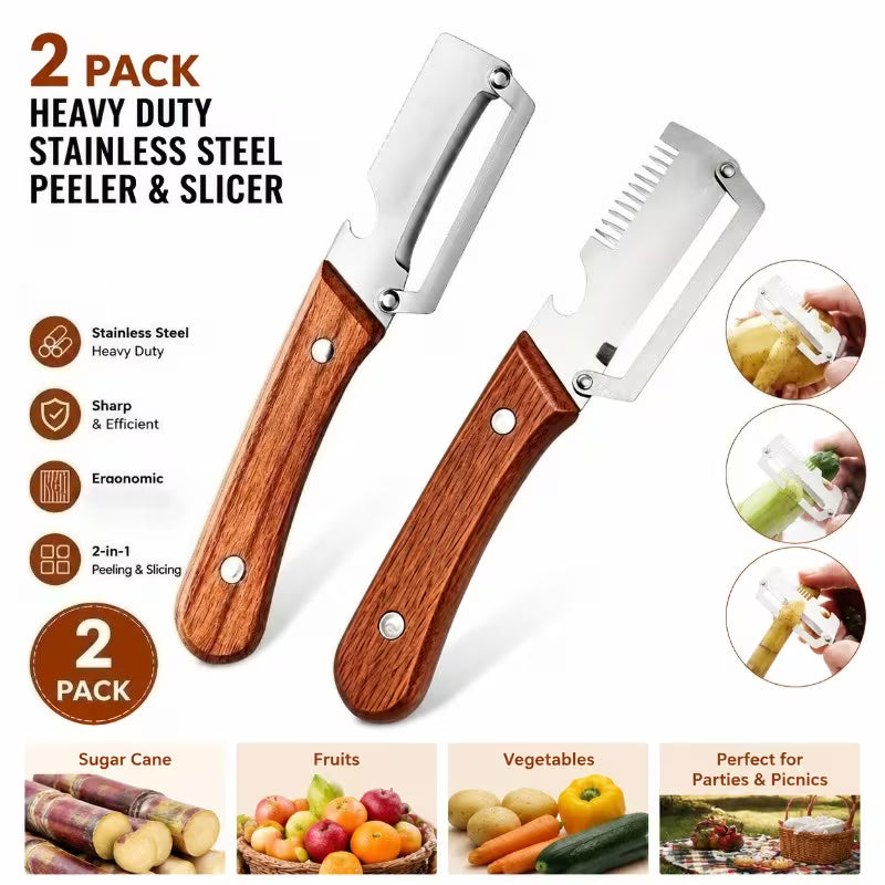 2pcs Heavy-duty Stainless Steel Peeler and Slicer Set