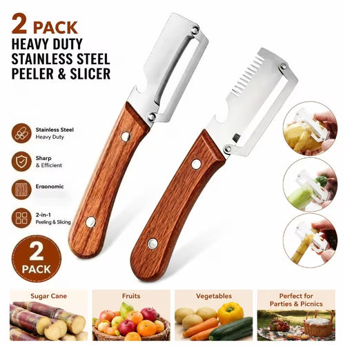 2pcs Heavy-duty Stainless Steel Peeler and Slicer Set